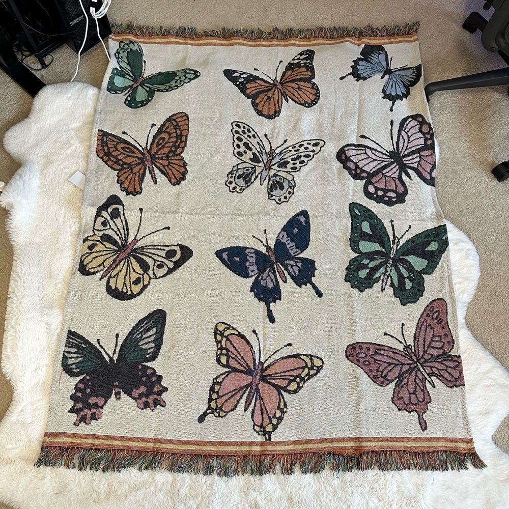 Butterfly woven blanket / tapestry